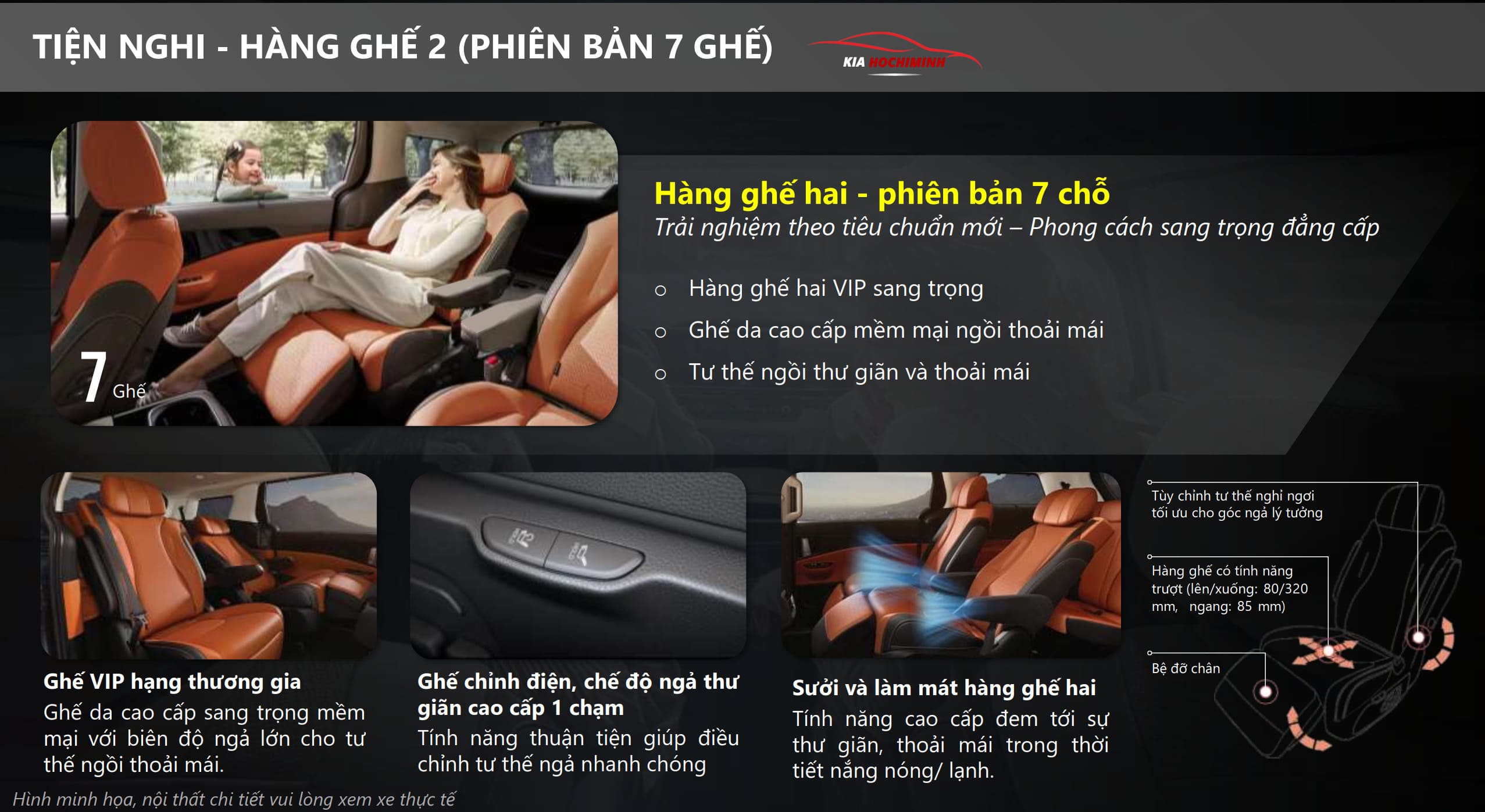 hàng ghế 2 kia carnival 7 ghế